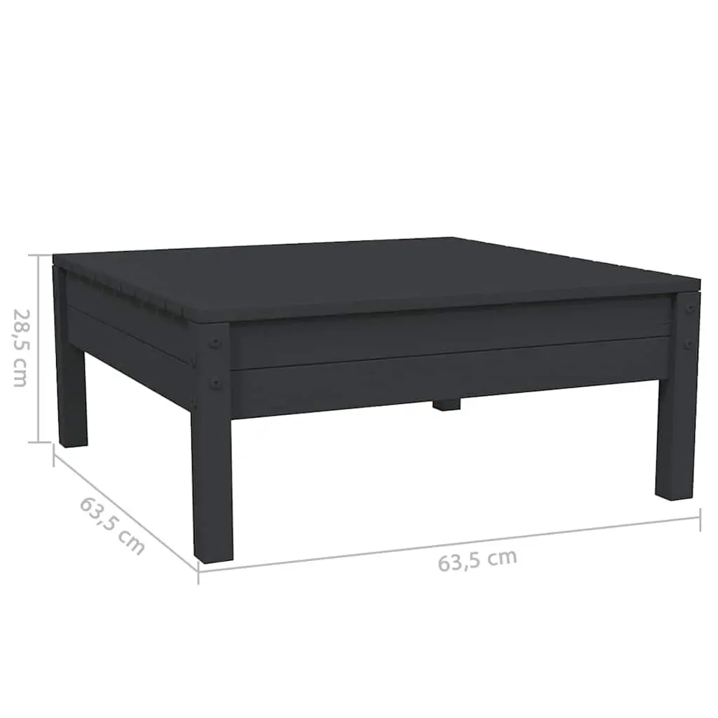 3 Piece Garden Lounge Set Outdoor Use Black Solid Pinewood with Cushions