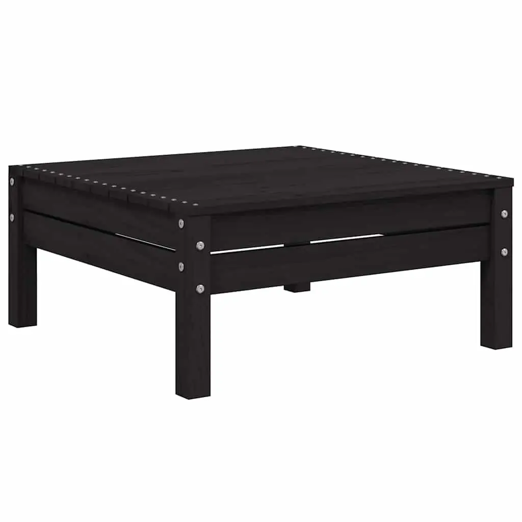 3 Piece Garden Lounge Set Outdoor Use Black Solid Pinewood with Cushions