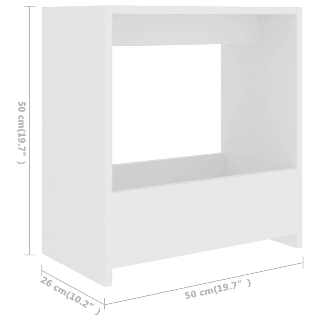 End Table Open Storage Compartment Modern Side Table 50 x 26 x 50 cm White