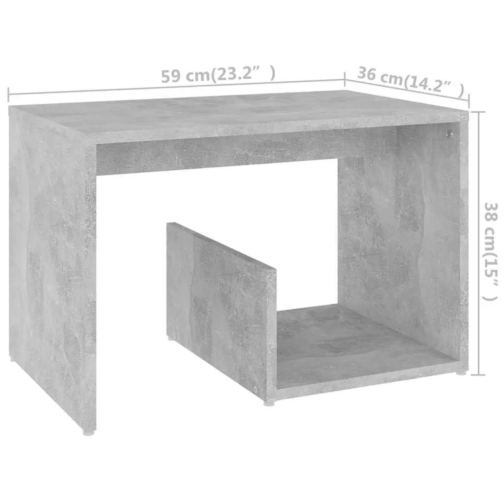 End Table Grey Storage Furniture Modern Accent Side Coffee Table 59W x 36D x 38H cm