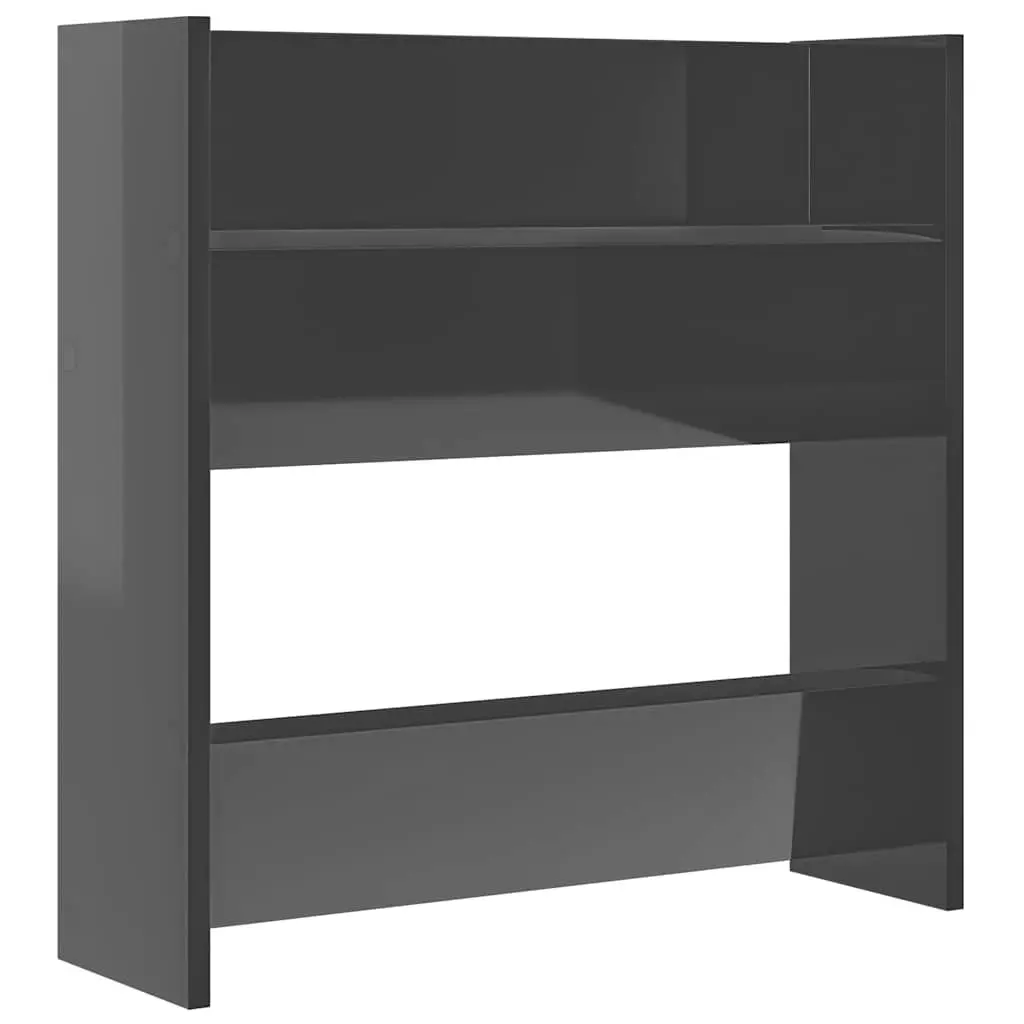 Wall Mounted Shoe Cabinet Storage Organiser 60 x 18 x 60 cm Grey High Gloss 4 Pieces