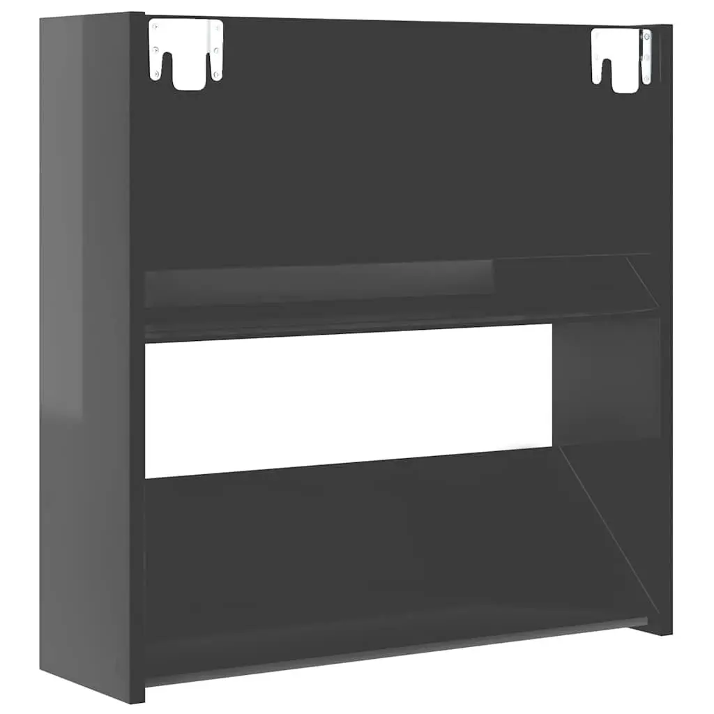 Wall Mounted Shoe Cabinet Storage Organiser 60 x 18 x 60 cm Grey High Gloss 4 Pieces