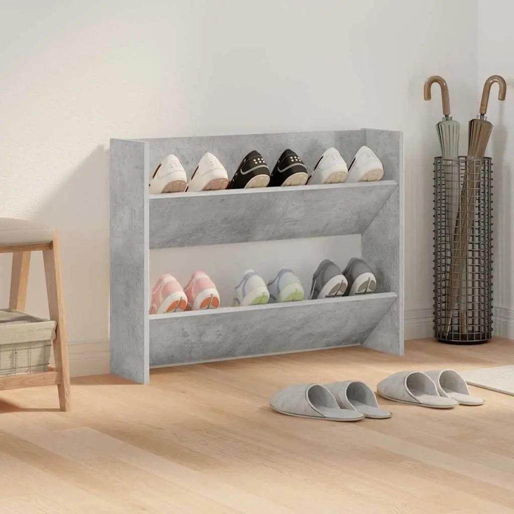 Wall Mounted Shoe Cabinet Grey Storage Organiser 80 x 18 x 60 cm