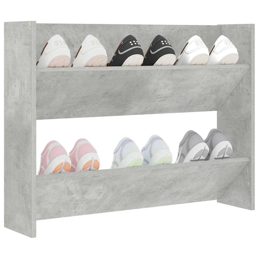 Wall Mounted Shoe Cabinet Grey Storage Organiser 80 x 18 x 60 cm