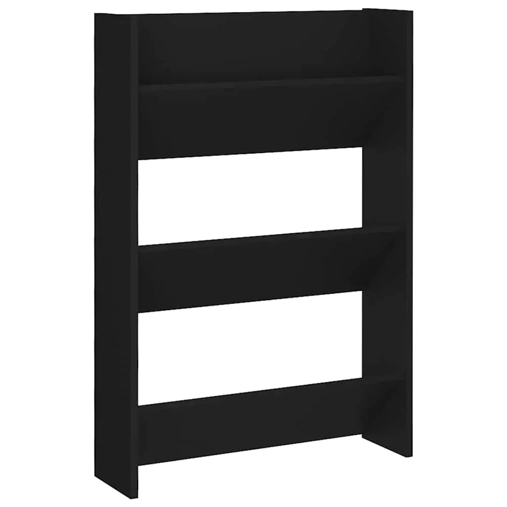 Wall Mounted Shoe Cabinet Storage Organiser 60x18x90cm Black 2 Piece