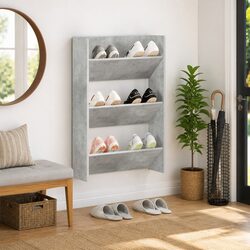 Reliable Grey Shoe Cabinet with Tipping Shelves