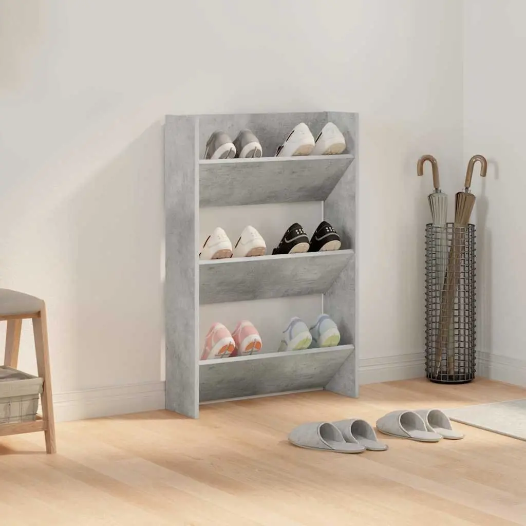 Wall Mounted Shoe Cabinet Storage Organiser Grey 60W x 18D x 90H cm
