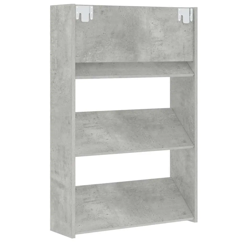 Wall Mounted Shoe Cabinet Storage Organiser Grey 60W x 18D x 90H cm