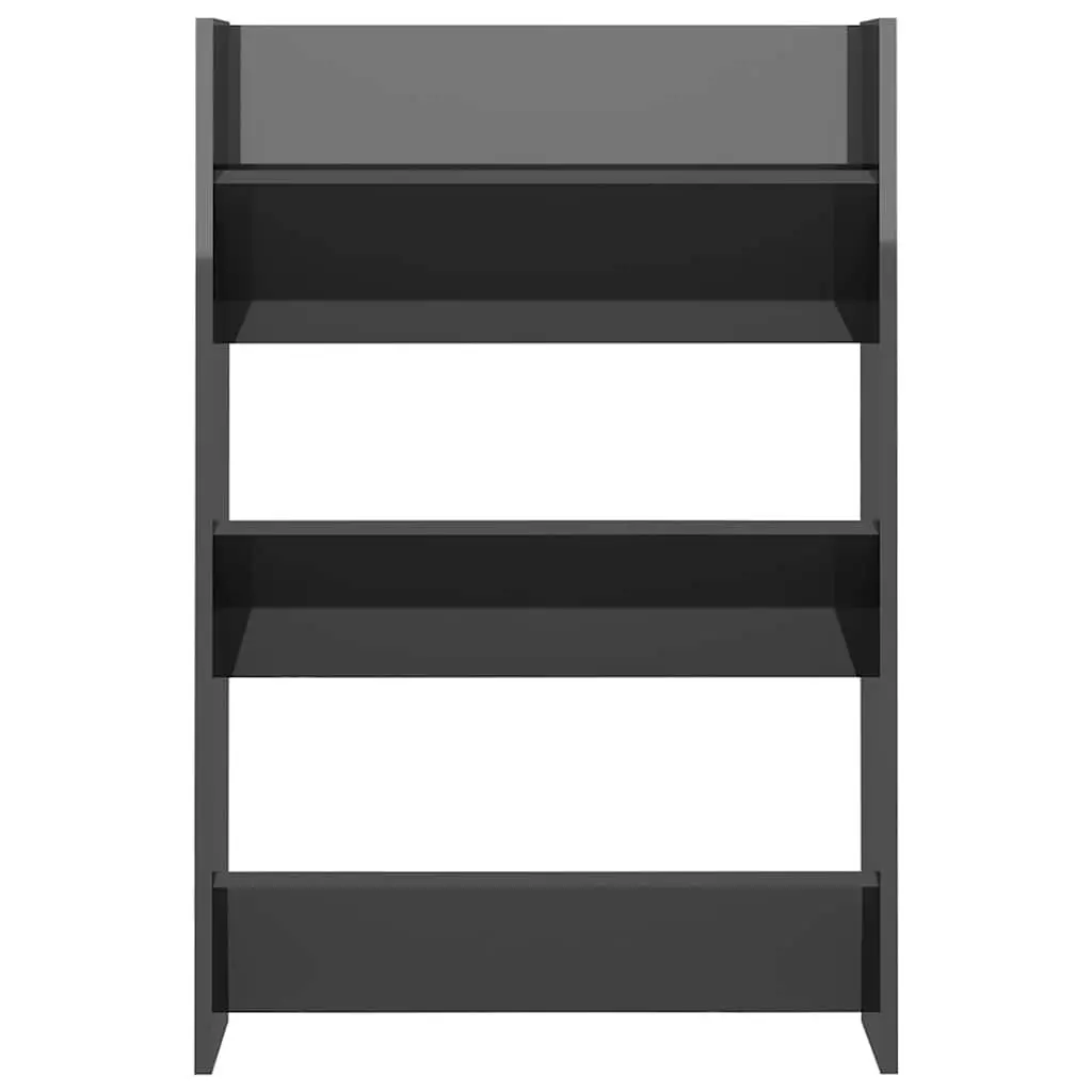 Wall Mounted Shoe Cabinet Storage Organiser 60x18x90cm Grey High Gloss 2 Piece