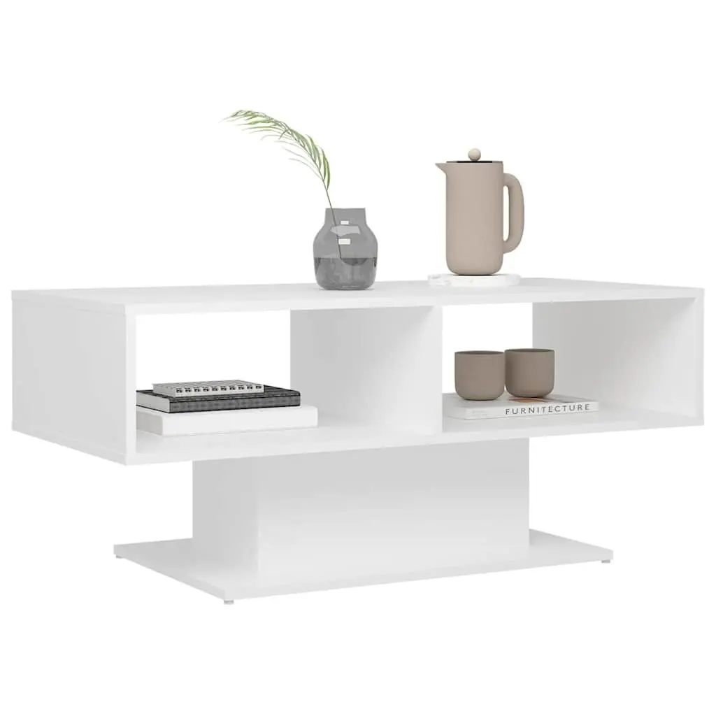 Coffee Table Modern Storage Shelf White 103.5 x 50 x 44.5 cm