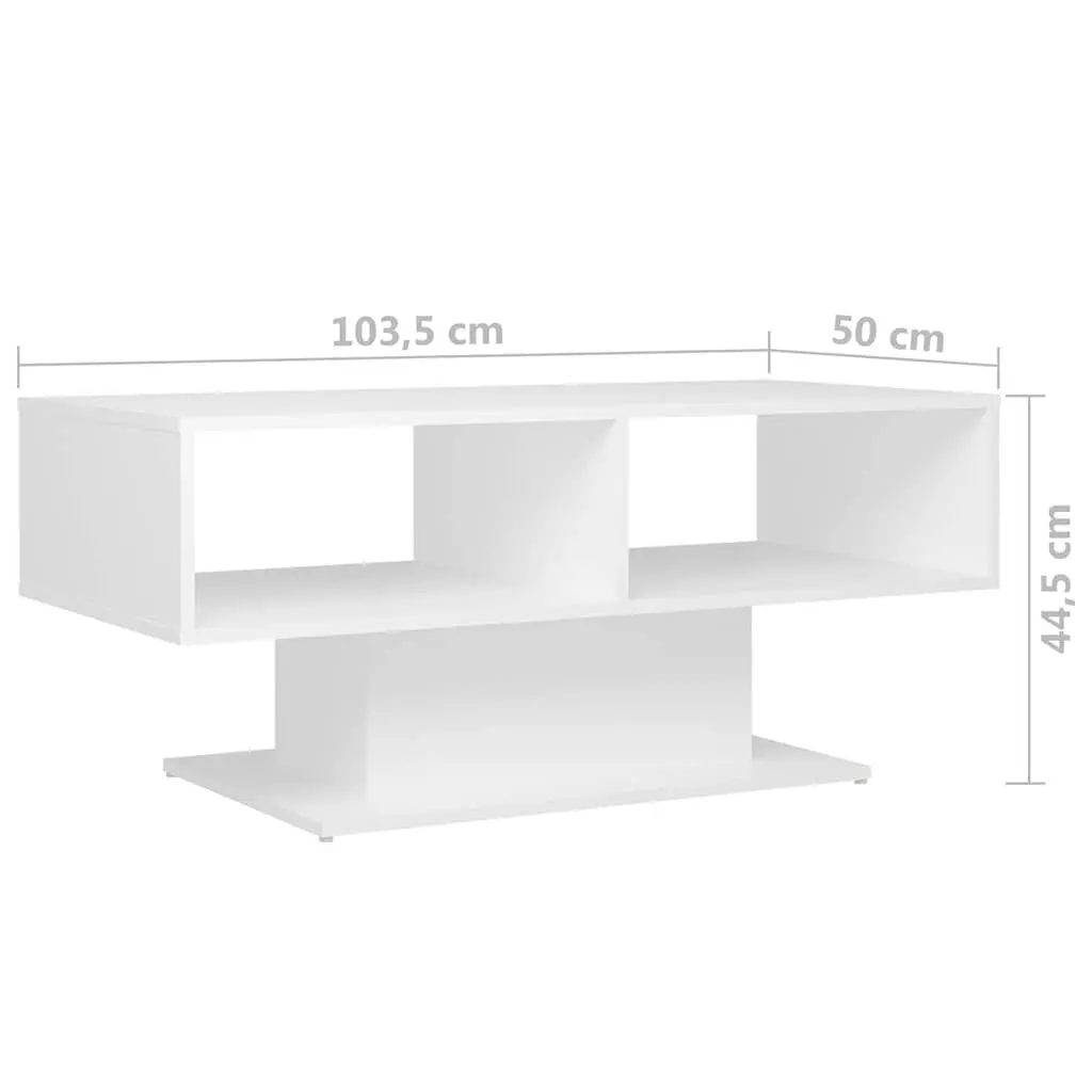 Coffee Table Modern Storage Shelf White 103.5 x 50 x 44.5 cm