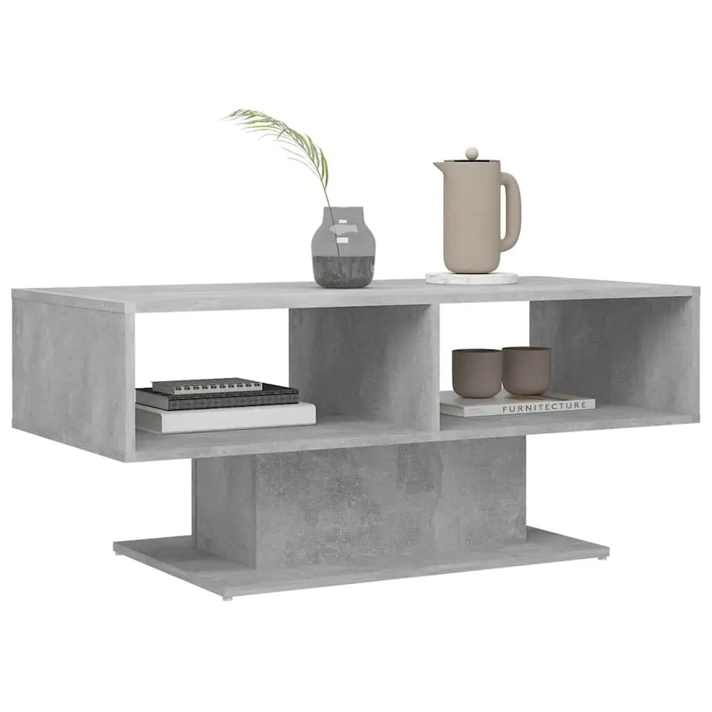 Coffee Table Grey Storage Shelf Modern Living Room Furniture 103.5 x 50 x 44.5 cm Engineered Wood