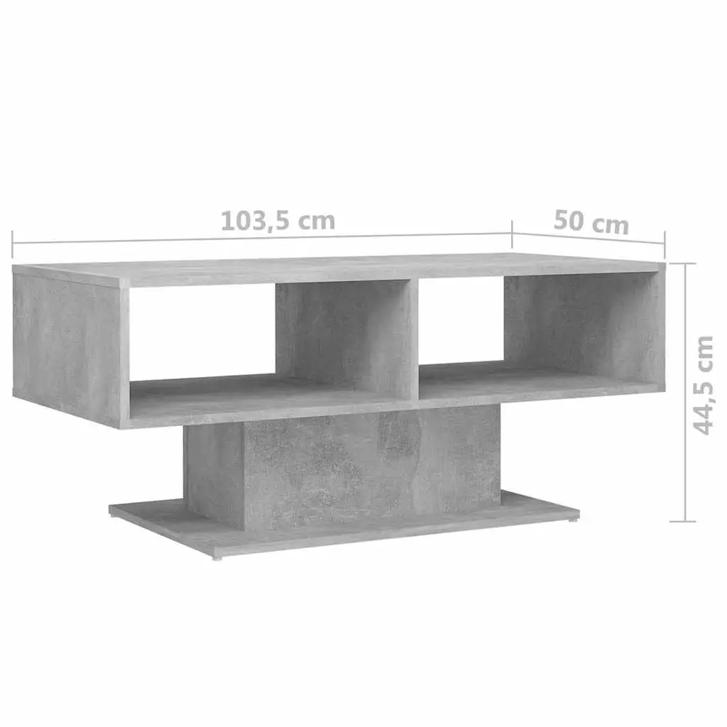 Coffee Table Grey Storage Shelf Modern Living Room Furniture 103.5 x 50 x 44.5 cm Engineered Wood