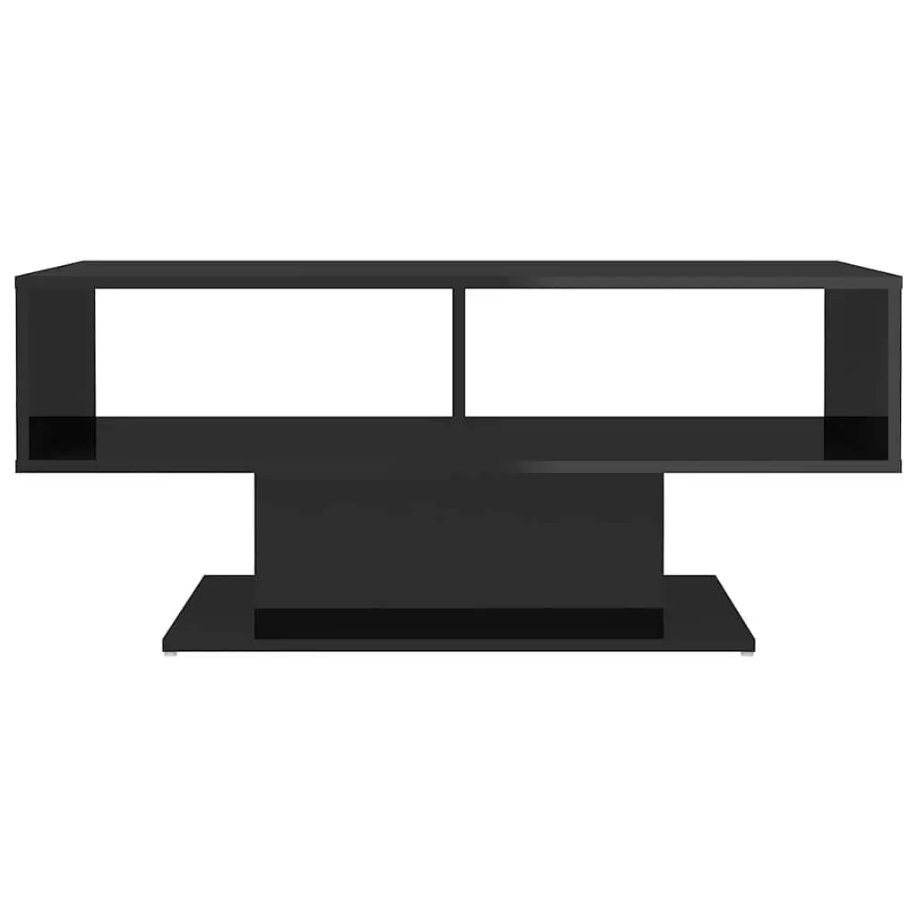 Coffee Table Storage Shelf Living Room 103.5 x 50 x 44.5 cm Black High Gloss