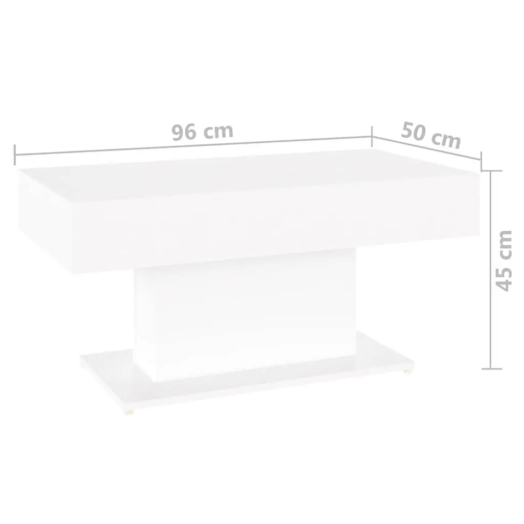 Coffee Table Living Room Accent 96x50x45cm White Engineered Wood