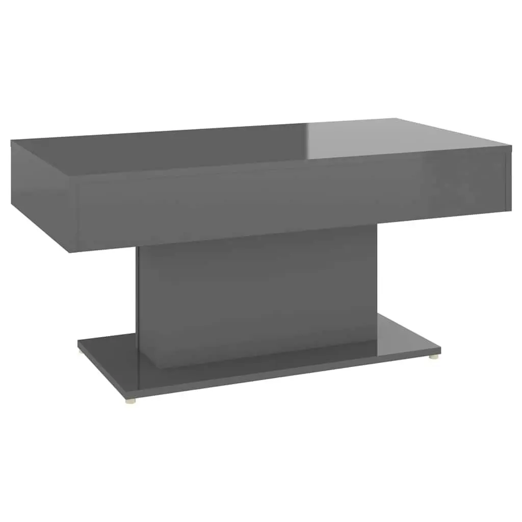 Coffee Table Grey High Gloss 96x50x45 cm Engineered Wood Centre Accent