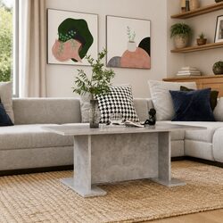 Warm Grey Engineered Wood Coffee Table: Stylish & Functional
