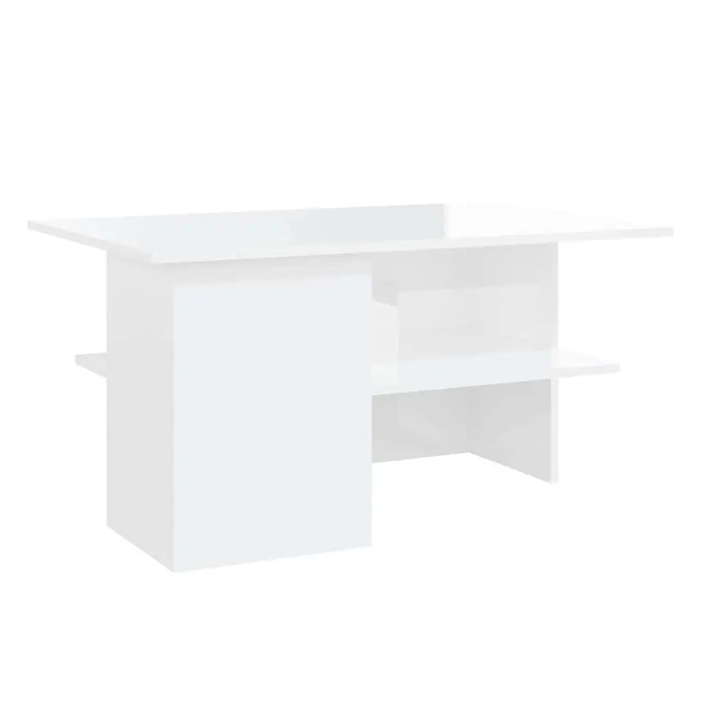 Coffee Table Storage Shelf High Gloss White 90L x 60W x 46.5H cm