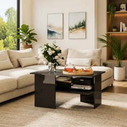 Warm and Practical Grey Coffee Table with Storage