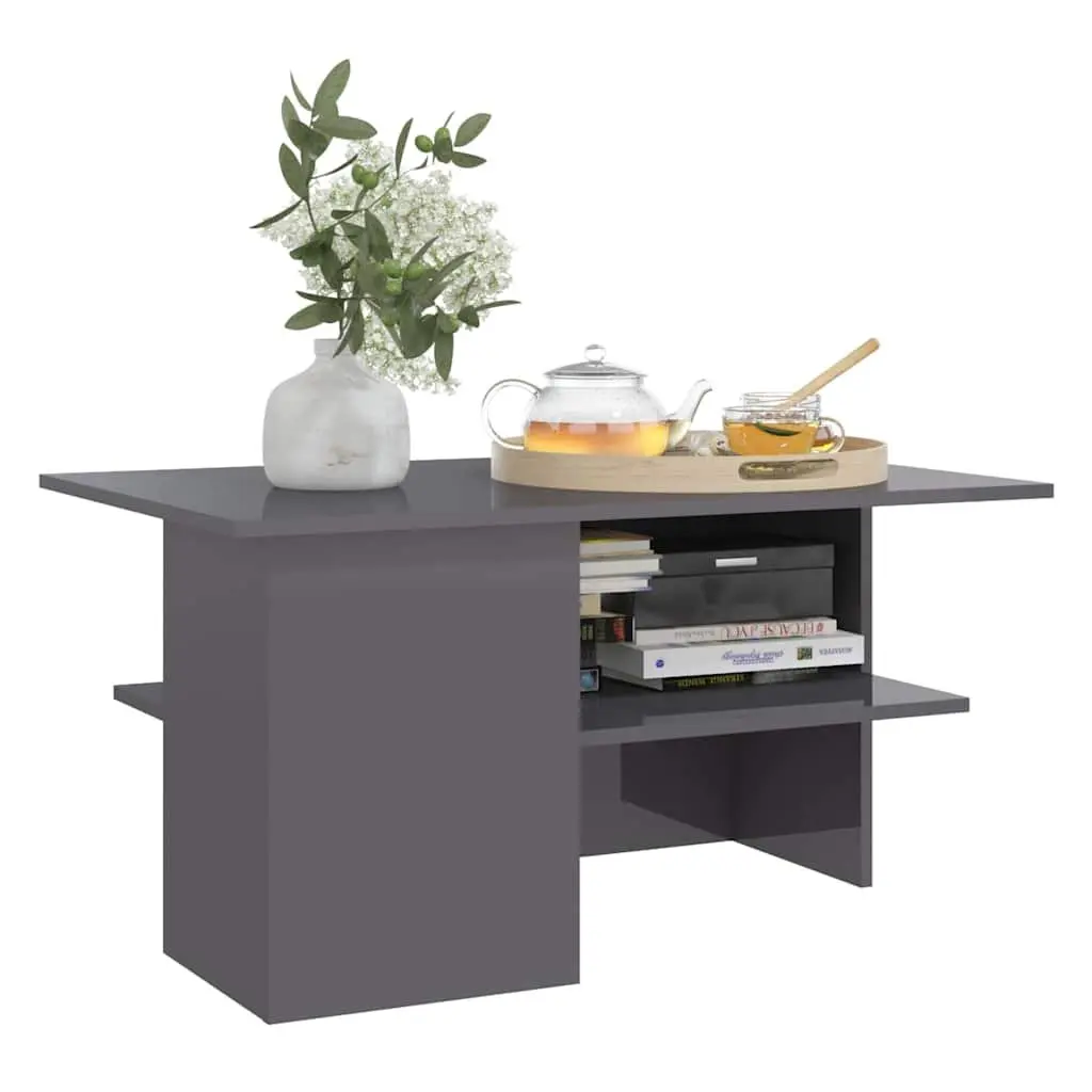 Coffee Table Modern Living Room Storage Shelf 90 x 60 x 46.5 cm Grey