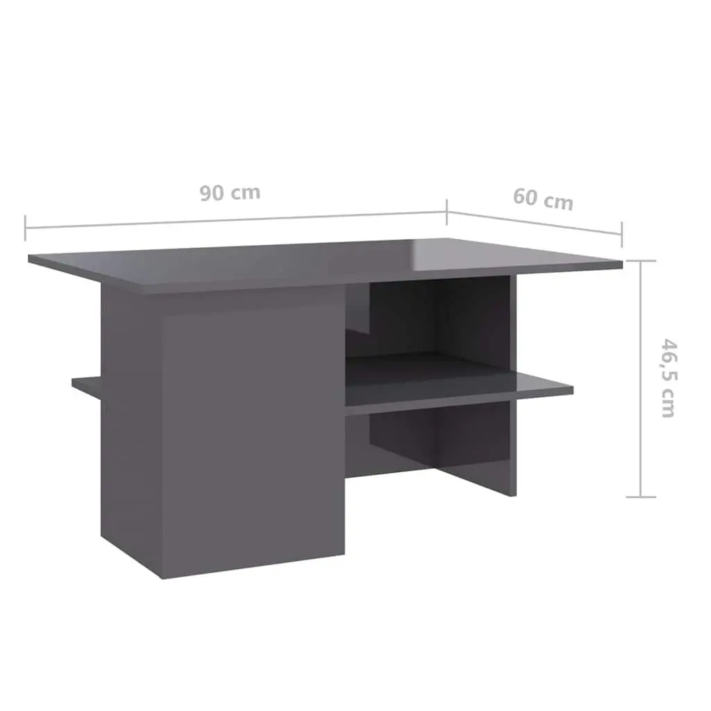 Coffee Table Modern Living Room Storage Shelf 90 x 60 x 46.5 cm Grey