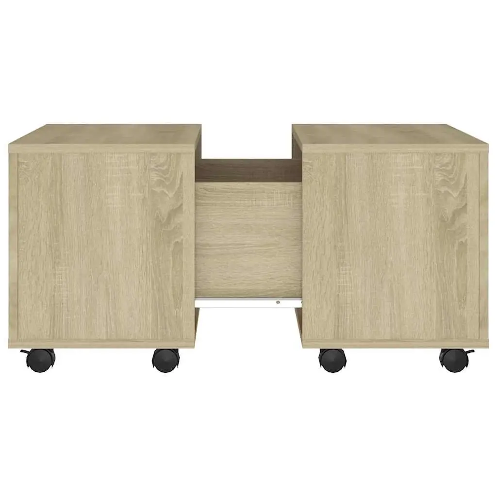 Coffee Table Sonoma Oak Engineered Wood Accent Table with Wheels Extendable