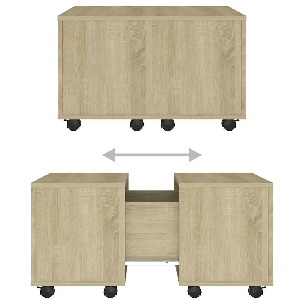 Coffee Table Sonoma Oak Engineered Wood Accent Table with Wheels Extendable