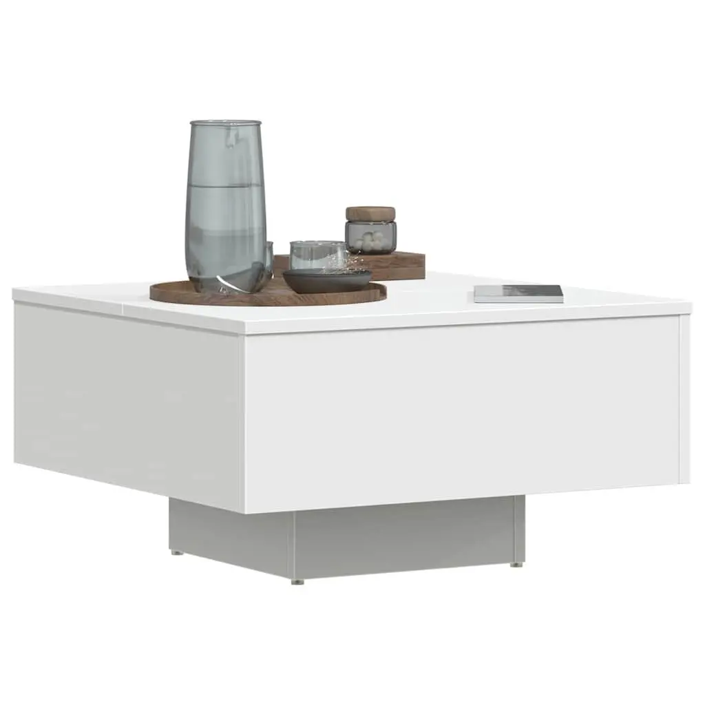 White Coffee Table 60x60x31.5 cm Engineered Wood Centre Living Room Accent