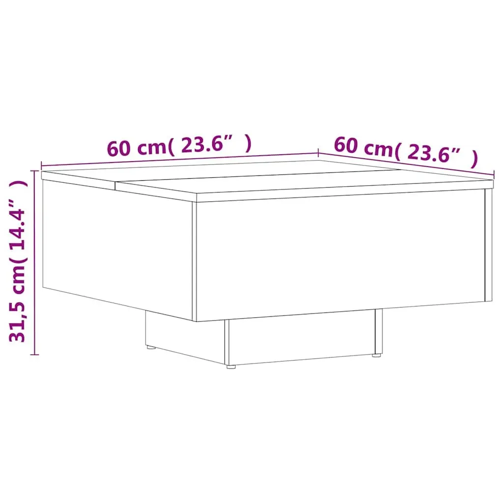 White Coffee Table 60x60x31.5 cm Engineered Wood Centre Living Room Accent