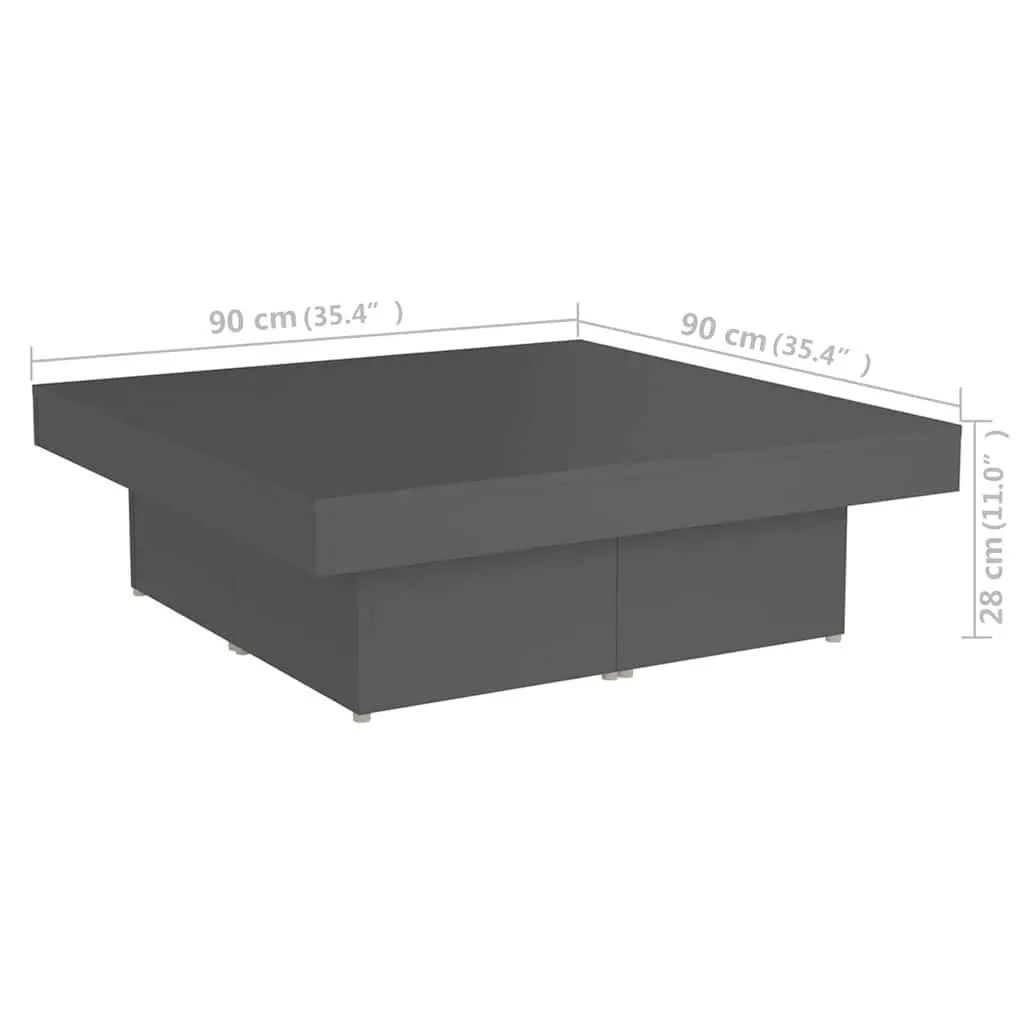 Grey Coffee Table 90x90x28cm Engineered Wood