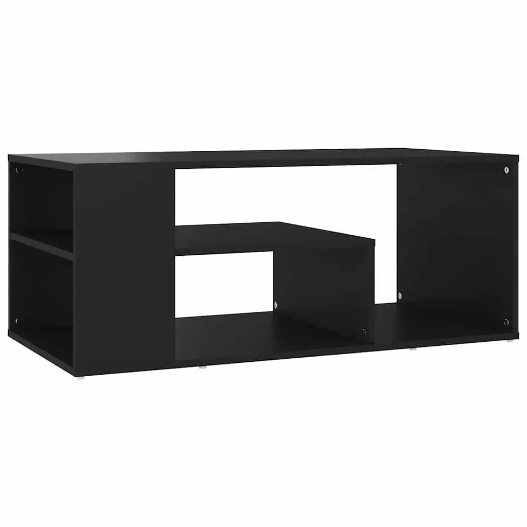Coffee Table Storage Shelves Living Room 100L x 50W x 40H cm Black
