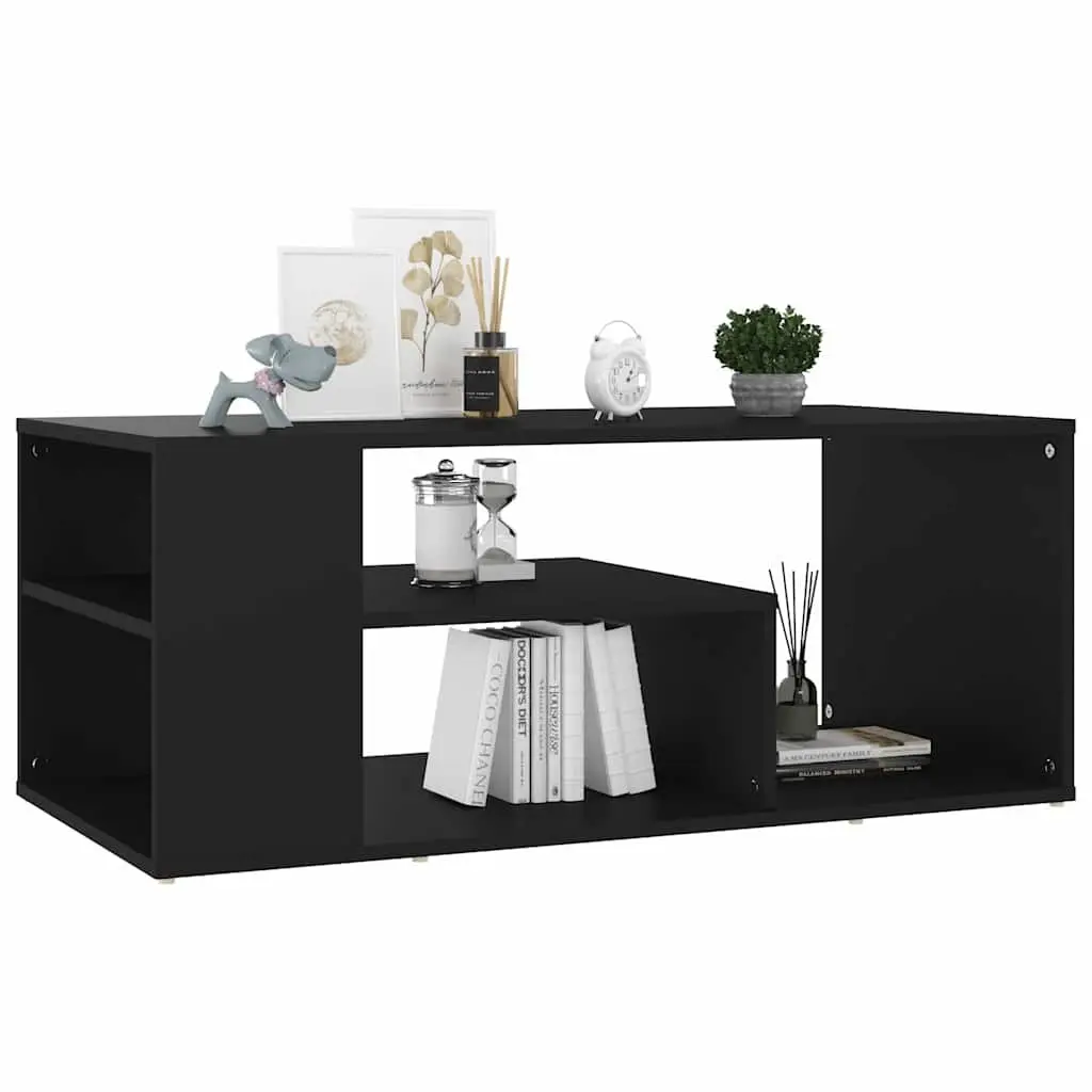Coffee Table Storage Shelves Living Room 100L x 50W x 40H cm Black