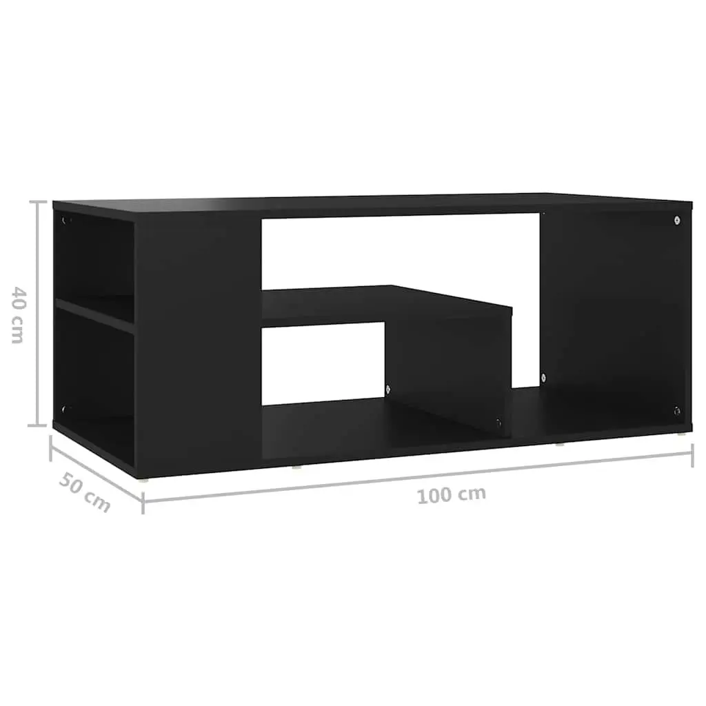 Coffee Table Storage Shelves Living Room 100L x 50W x 40H cm Black