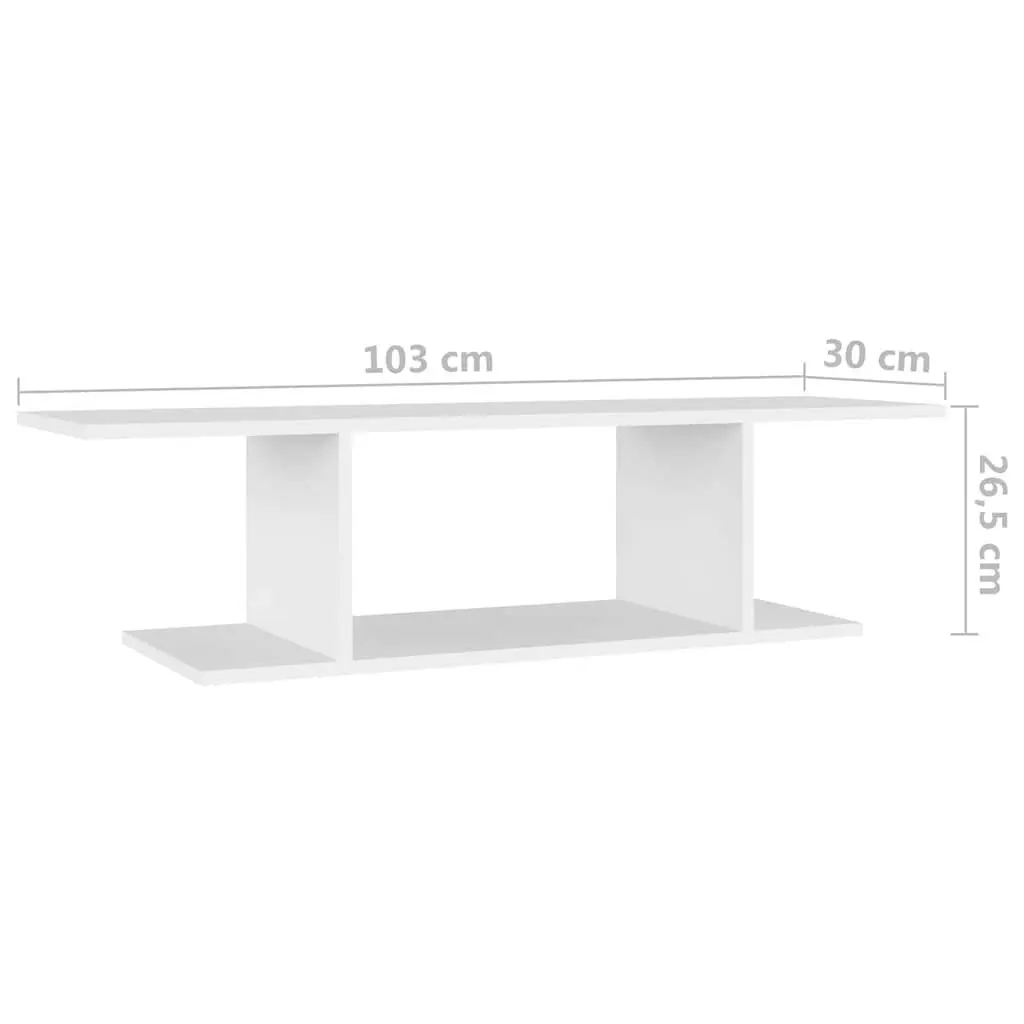 Wall Mounted TV Cabinet White Living Room Storage Unit Open Shelving Display