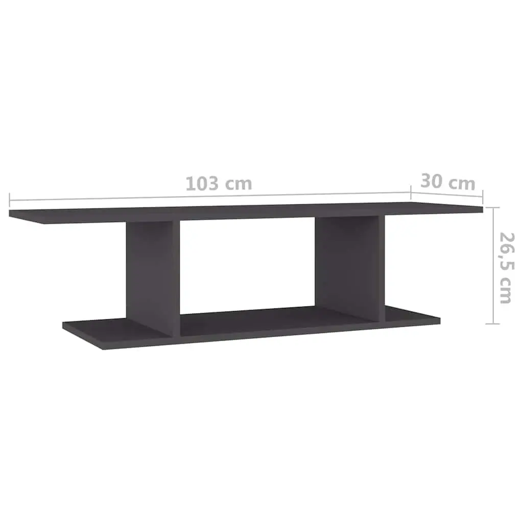 Wall Mounted TV Cabinet Media Storage Floating Shelf Unit Grey 103 x 30 x 26.5 cm