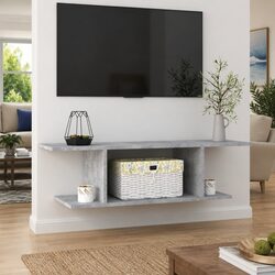 Wall Mounted TV Cabinet Grey Living Room Storage Media Console Unit