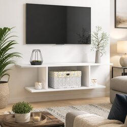 Durable and Stylish Wall Mounted TV Cabinet in White