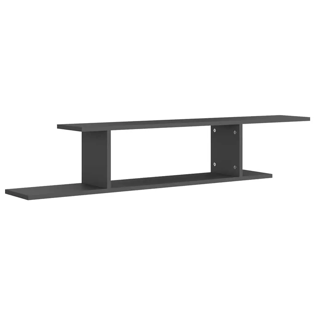 Wall-Mounted TV Shelf Grey Modern Floating Storage Asymmetrical Design Home