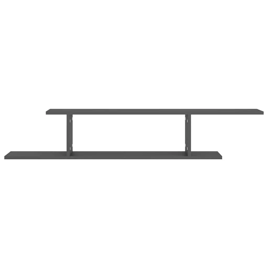 Wall-Mounted TV Shelf Grey Modern Floating Storage Asymmetrical Design Home