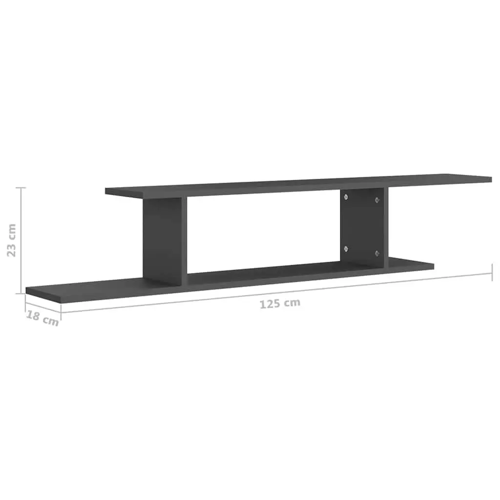 Wall-Mounted TV Shelf Grey Modern Floating Storage Asymmetrical Design Home