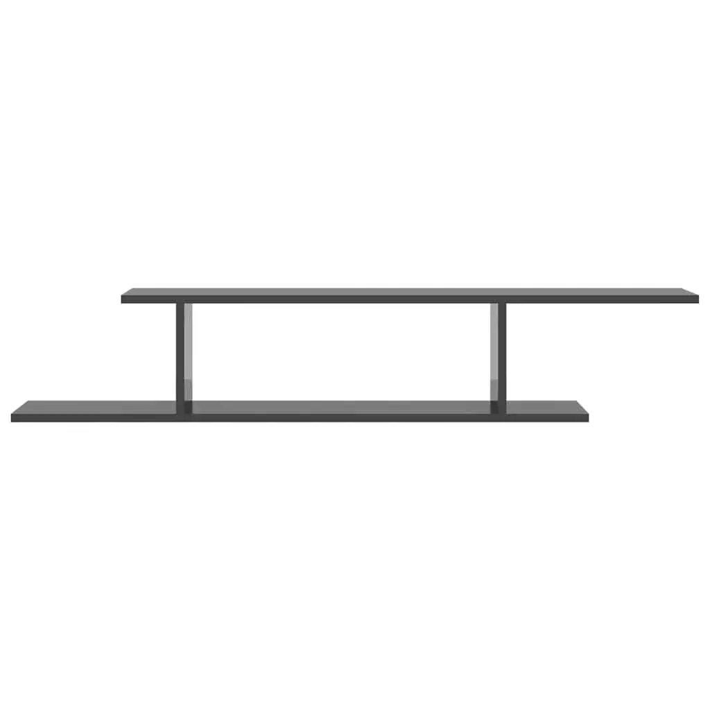 Wall-Mounted TV Shelf High Gloss Grey Floating Display Stand Living Room 125 x 18 x 23 cm