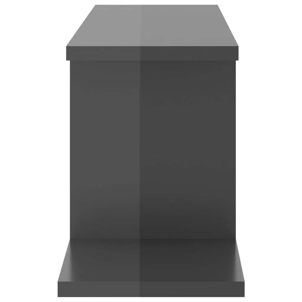 Wall-Mounted TV Shelf High Gloss Grey Floating Display Stand Living Room 125 x 18 x 23 cm