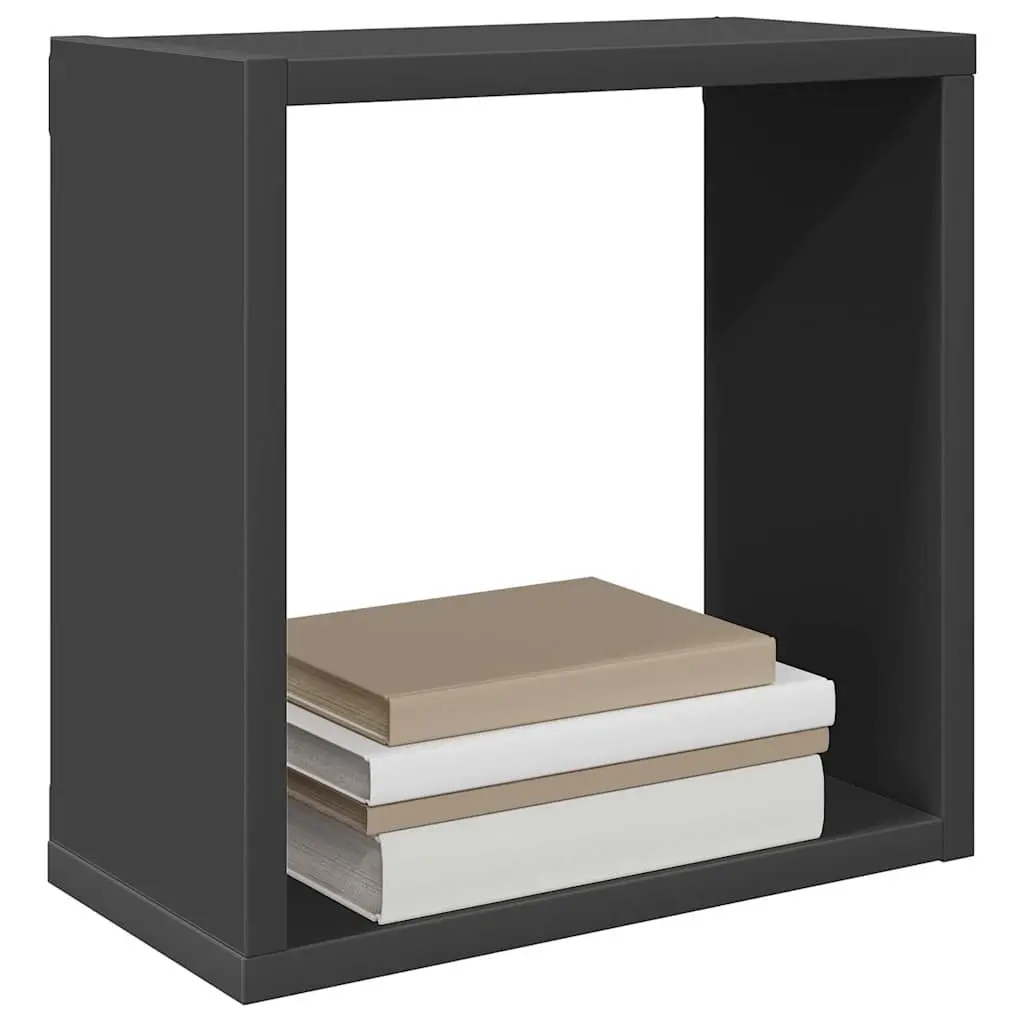 Wall Cube Shelves Floating Storage Display Set Grey Home Organization Decor
