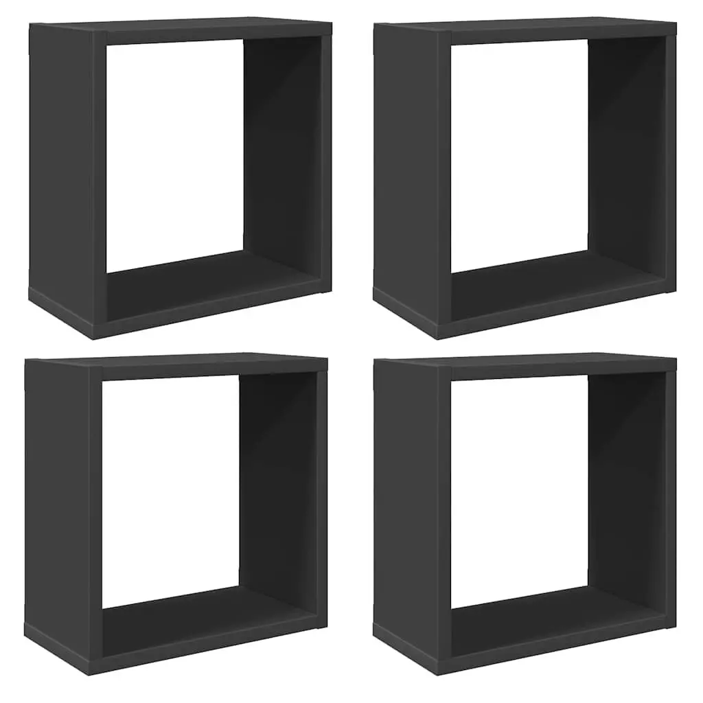 Wall Cube Shelves Set 4 Piece Floating Storage Display Organiser 30x15x30cm Grey