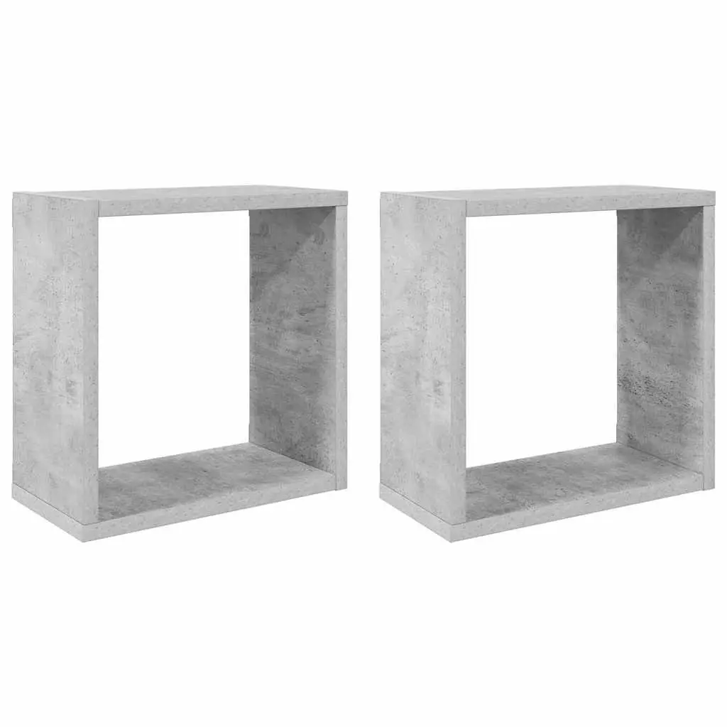 Wall Cube Shelves 2 pcs Grey Floating Storage Display Hanging Organiser