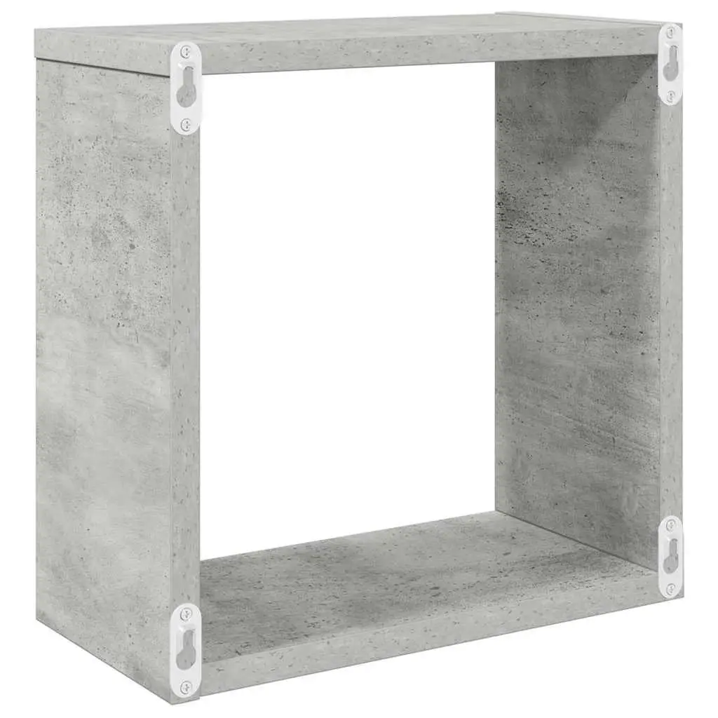 Wall Cube Shelves 2 pcs Grey Floating Storage Display Hanging Organiser