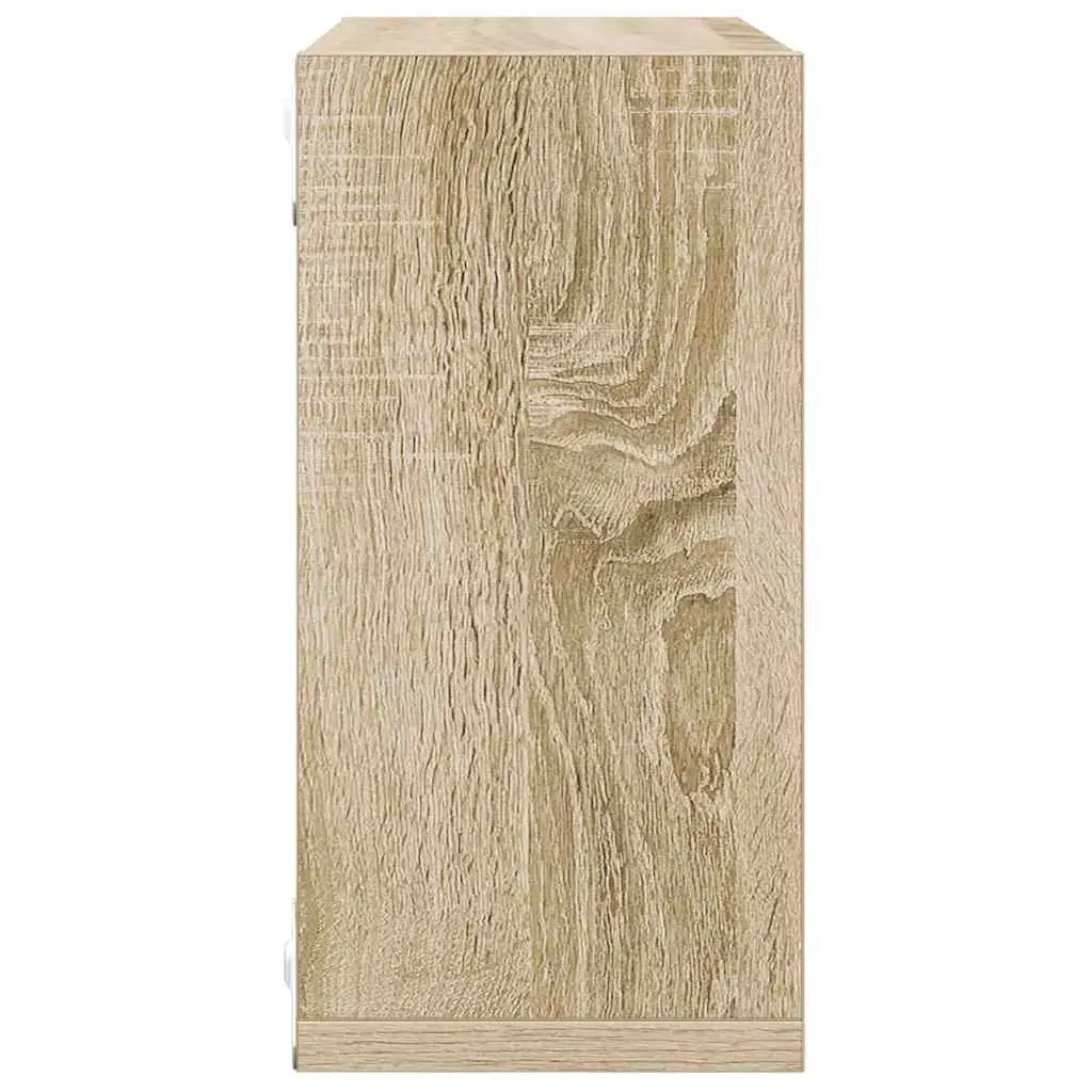 Wall Cube Shelves 2 Pieces White Sonoma Oak Floating Storage Display Organizer
