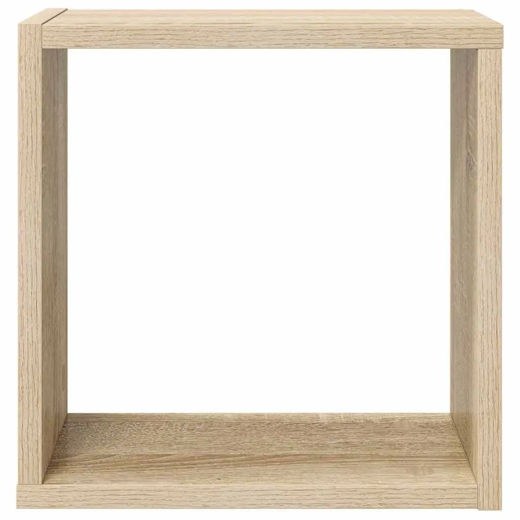 Floating Cube Shelves Set 4 Pieces Storage Display Organizer White with Sonoma Oak Accents