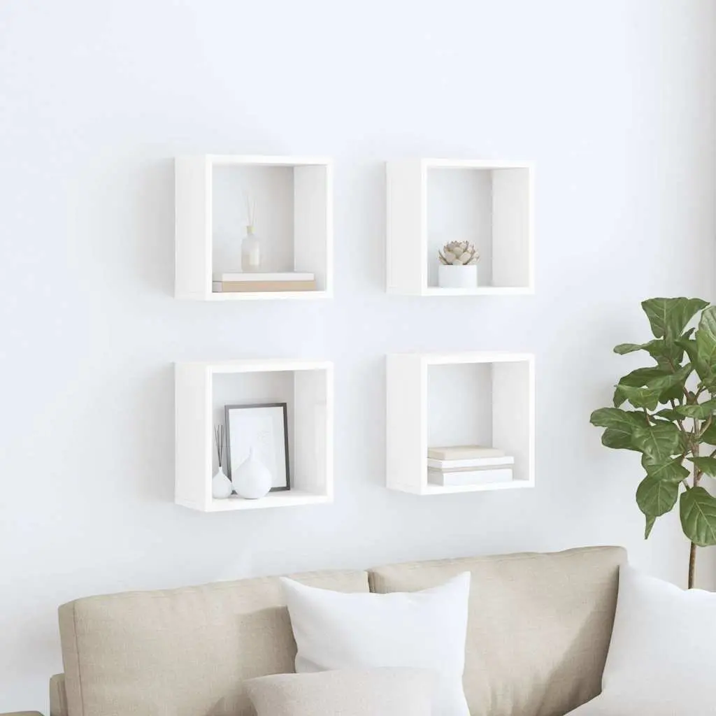 4-Piece Floating Shelf Set in Glossy White