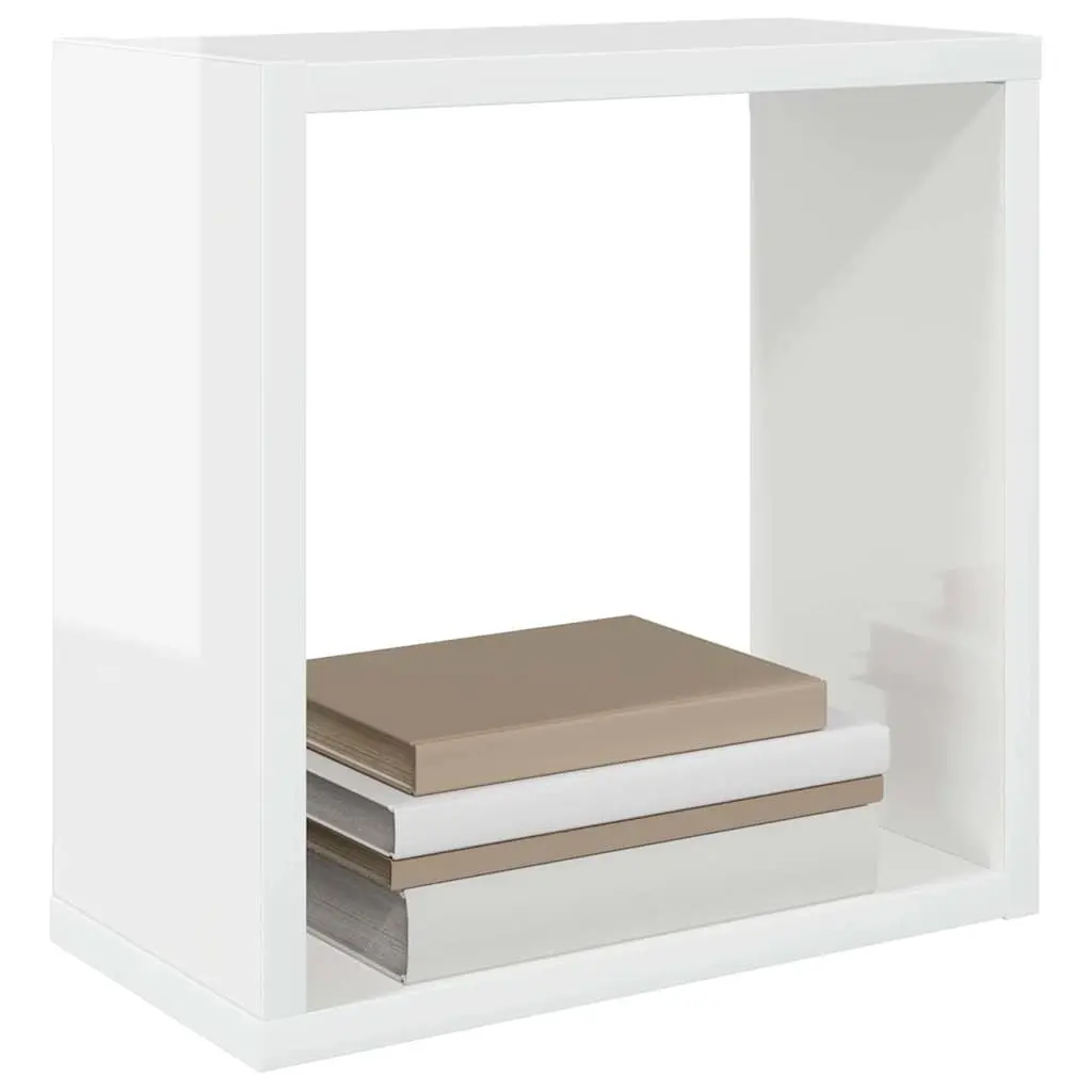 6-Piece Wall Cube Shelves in High Gloss White